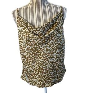 Nasty Gal Camisole Size 6 Khaki Tan White Animal Print Adjust Spaghetti Straps